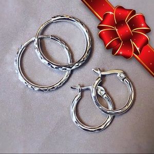 2 Sterling Silver Lasercut Huggie Hoops